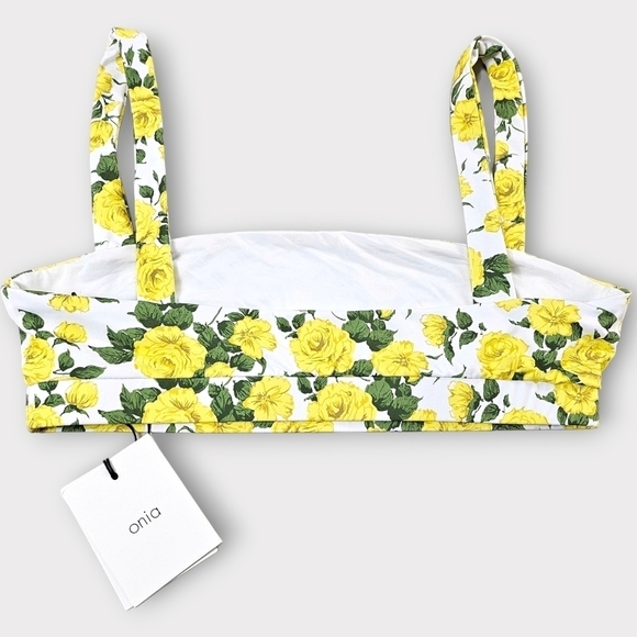 Onia Liberty Yellow Rose Print Zoe Bikini Top - Picture 4 of 7